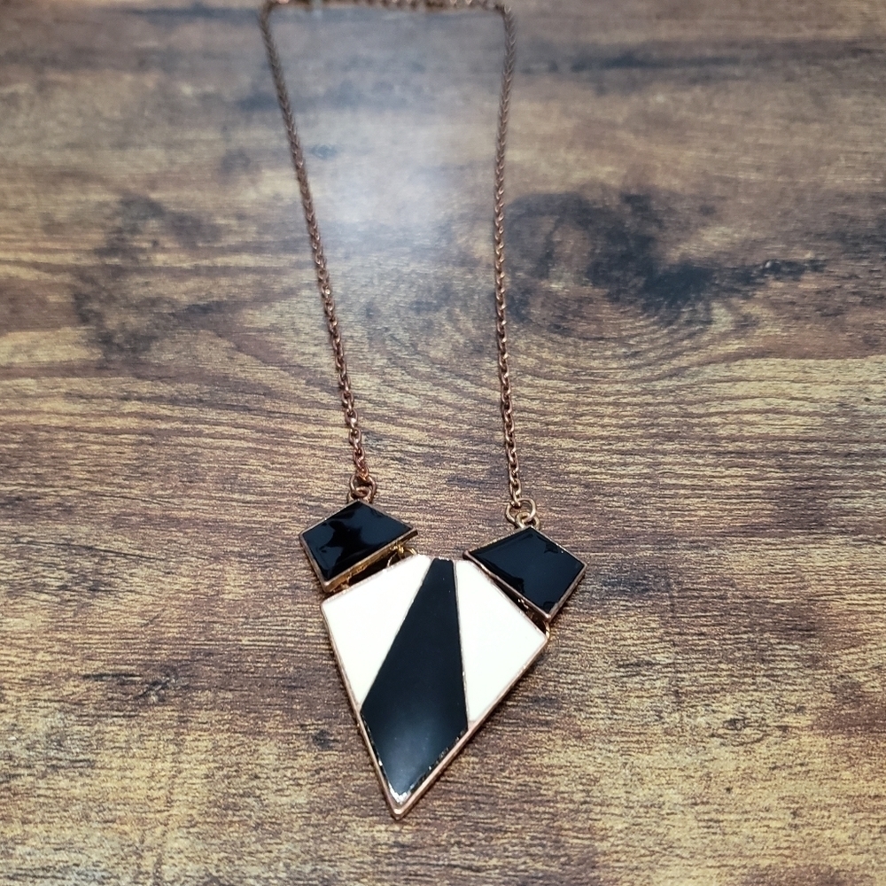 black and cream triangle statement necklace